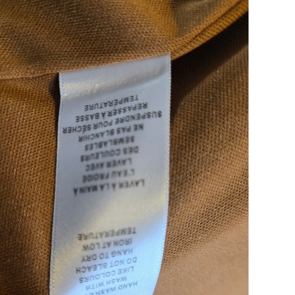 Pleated Polka Dot Midi Skirt Brown Elastic Waist Minimalist Coastal Grandma L - Picture 6 of 7